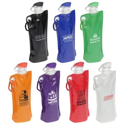 Flip Top Foldable Water Bottle with Carabiner-1