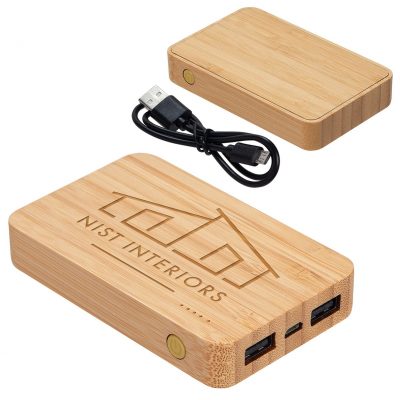 Bamboo 5000mAh Dual Port Power Bank with Wireless Charger-1