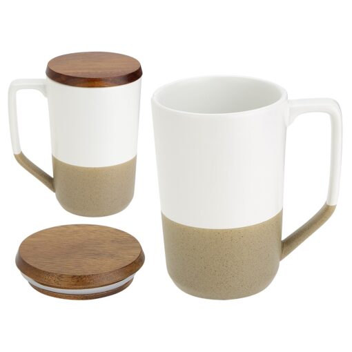 Bellaria 15 oz Ceramic Mug with Wood Lid-6