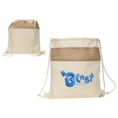 Savanna Jute & Recycled Cotton Drawstring Backpack-1