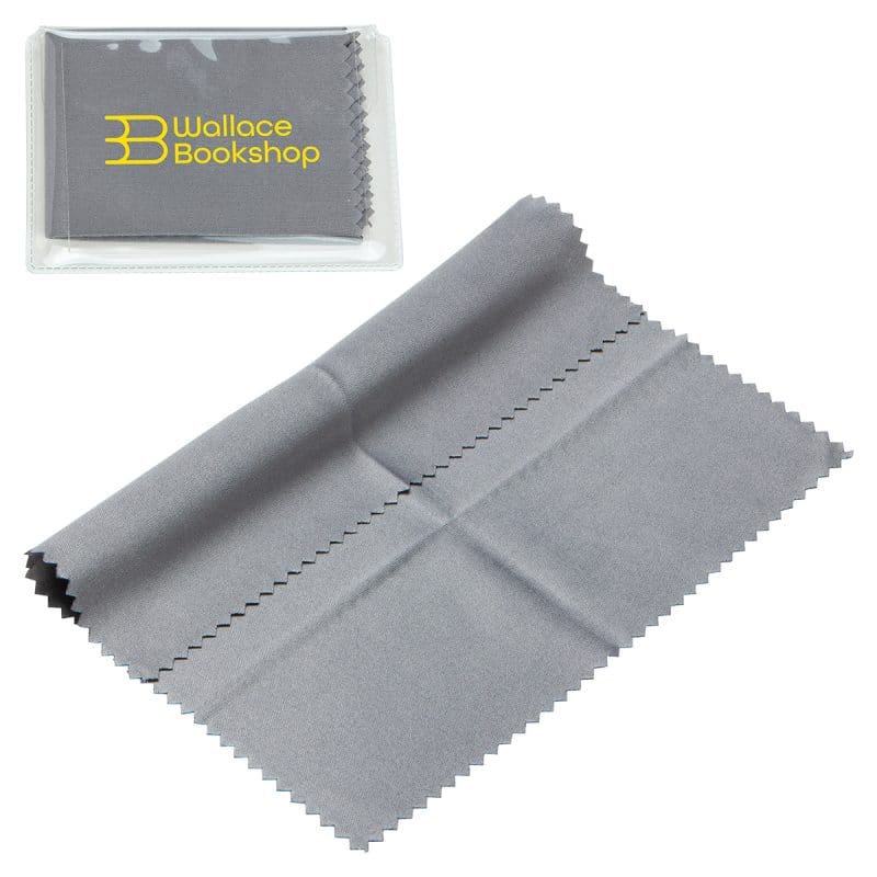 6" x 6" 220GSM Microfiber Cleaning Cloth in Clear PVC Case - 5