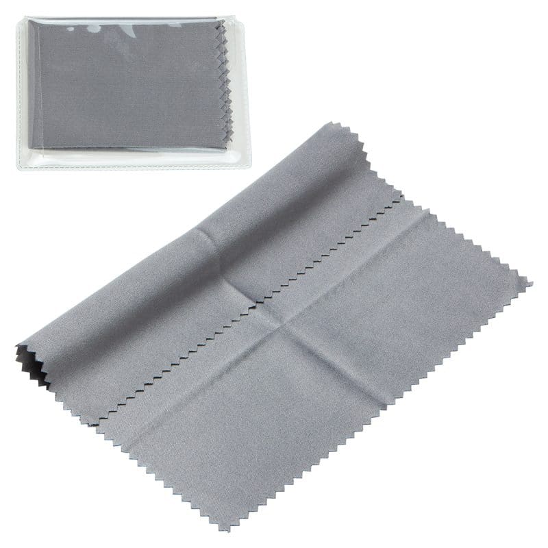 6" x 6" 220GSM Microfiber Cleaning Cloth in Clear PVC Case - 6