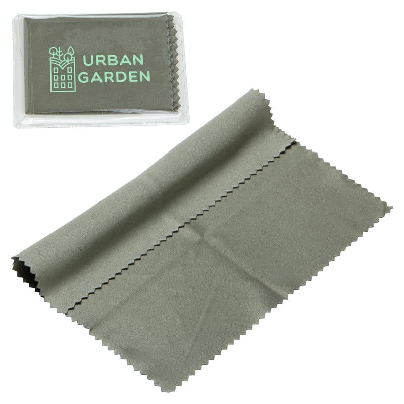 6" x 6" 220GSM Microfiber Cleaning Cloth in Clear PVC Case - 7