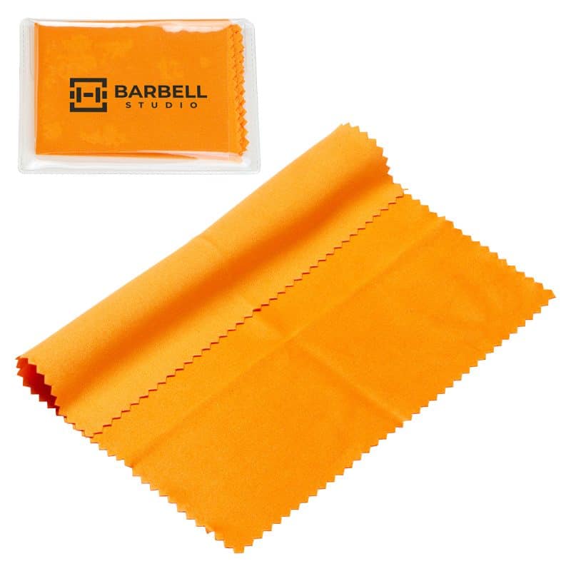 6" x 6" 220GSM Microfiber Cleaning Cloth in Clear PVC Case - 9