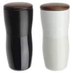 Adriano 12 oz Double-wall Ceramic Tumbler with Wood Lid - 1