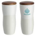 Adriano 12 oz Double-wall Ceramic Tumbler with Wood Lid - 4