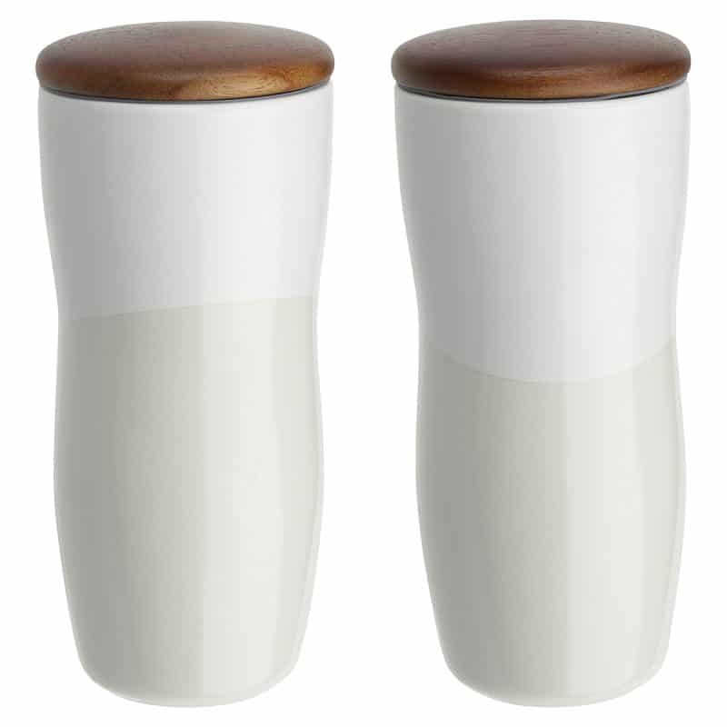 Adriano 12 oz Double-wall Ceramic Tumbler with Wood Lid - 5