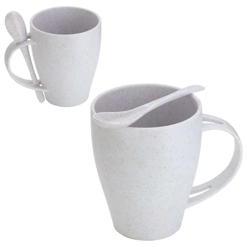Sip 'N Stir 12 oz Bamboo/Polypropylene Mug with Spoon - 1