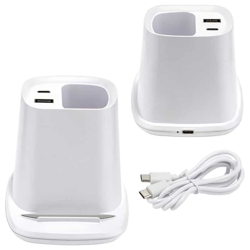 Annex Wireless Charging Stand with Dual Ports & Pen Holder - 1