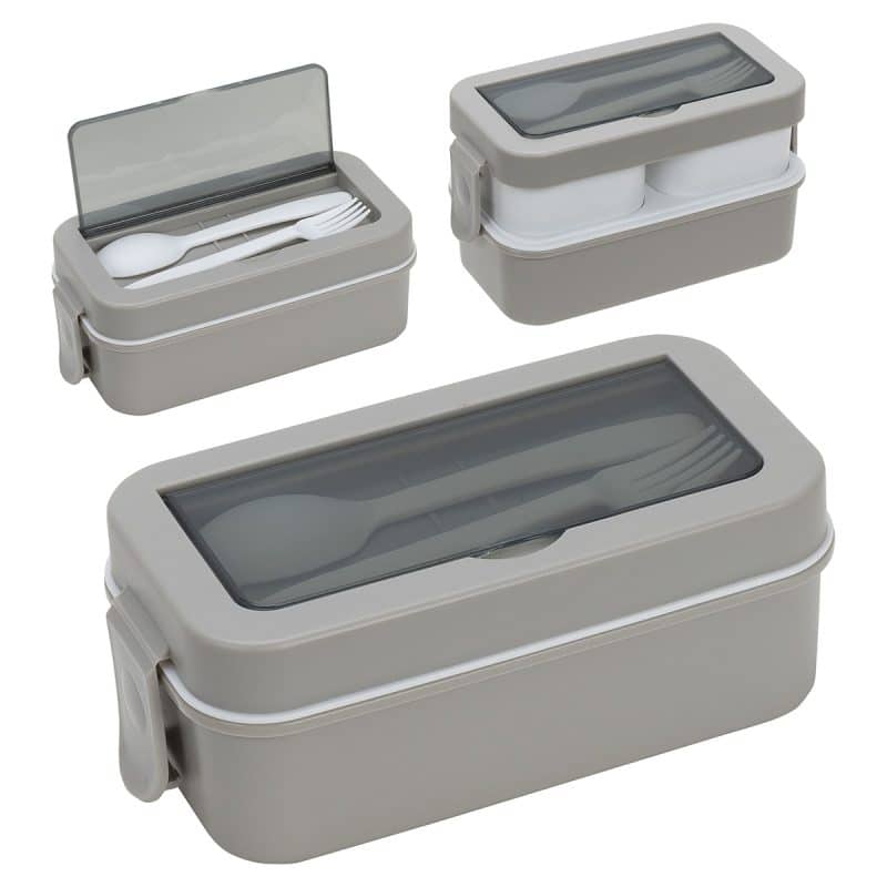 Connoisseur 3-Compartment Stackable Lunch Box with Utensils - 1