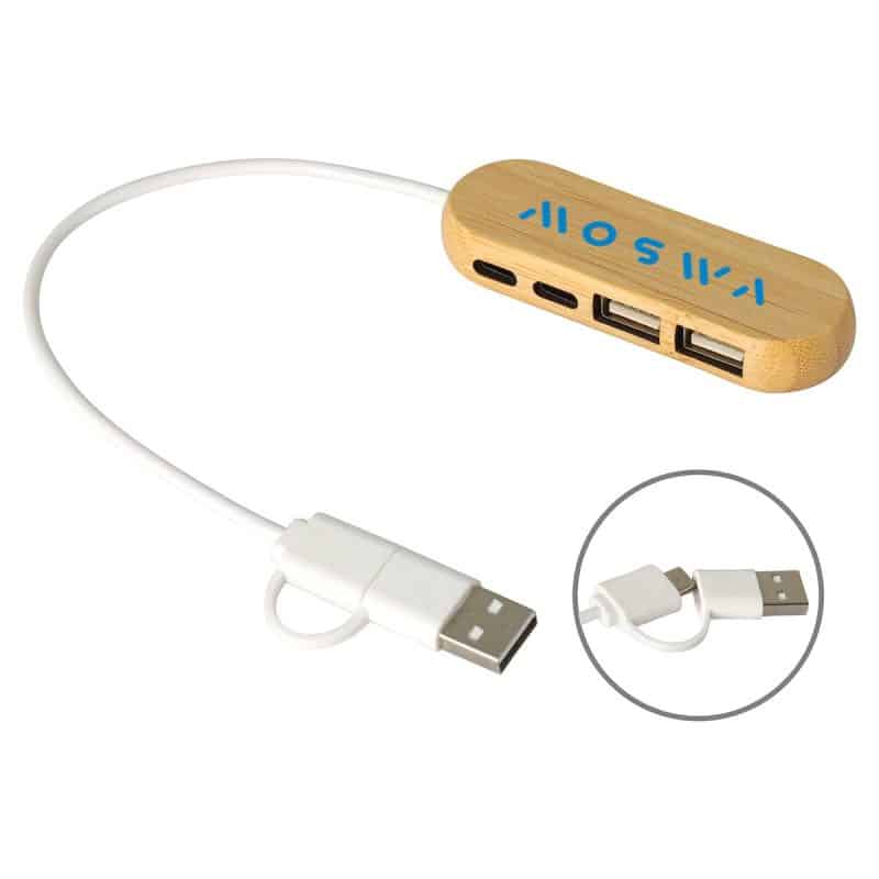 Bamboo Dual Port USB & Type-C Hub - 6