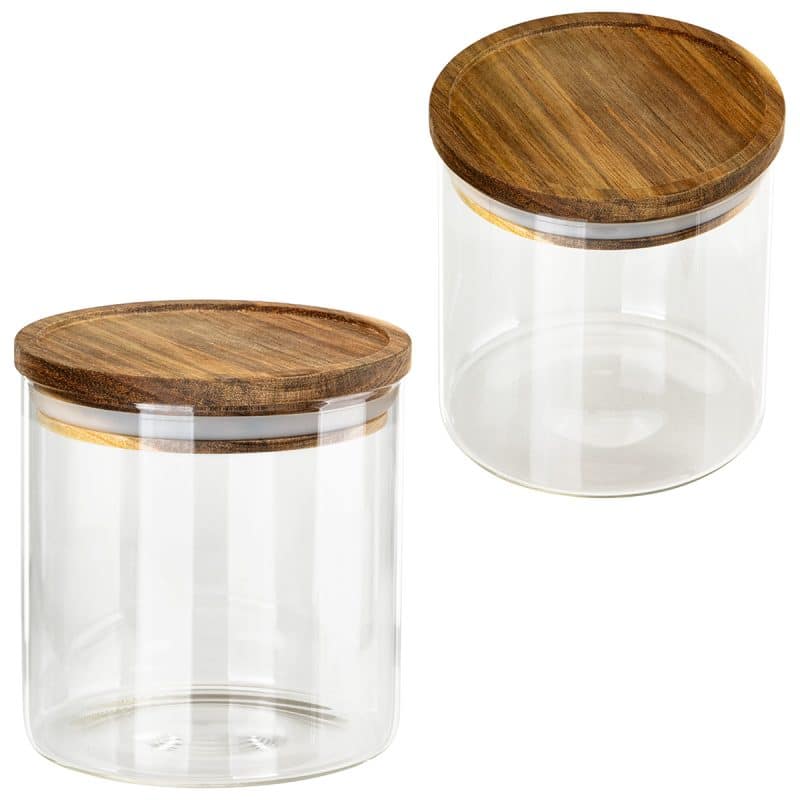 Corsica 22 oz Glass Canister with Acacia Lid - 1