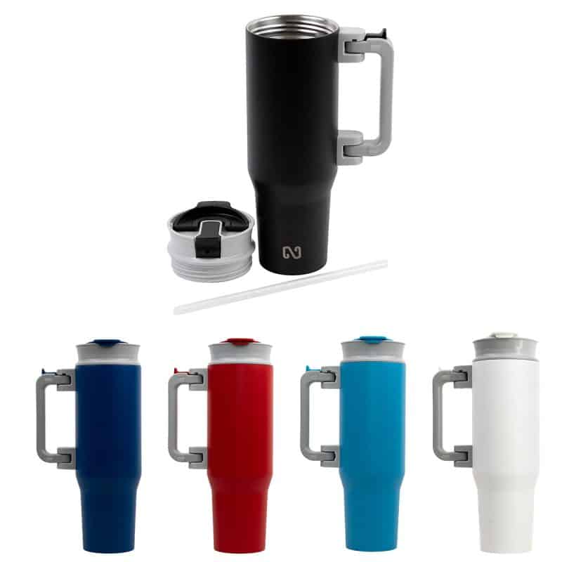 NAYAD® Genesis 40 oz Stainless Steel Double-Wall Mug with Foldable Handle - 1