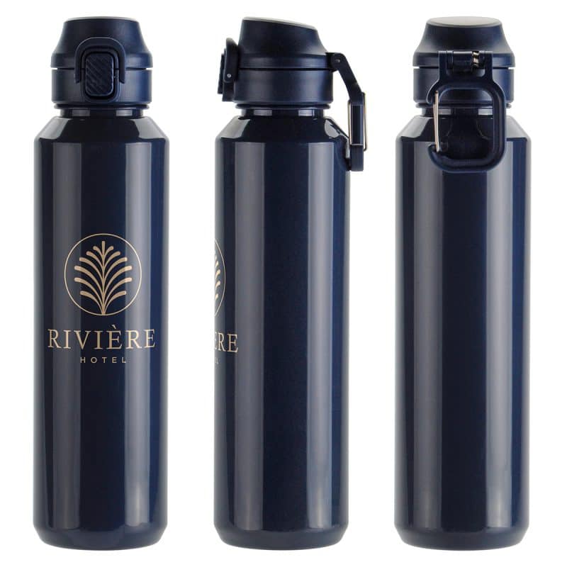 Switchback 27 oz RPET Bottle with Snap-Top Lid & Carabiner - 4
