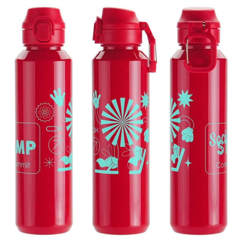 Switchback 27 oz RPET Bottle with Snap-Top Lid & Carabiner - 6