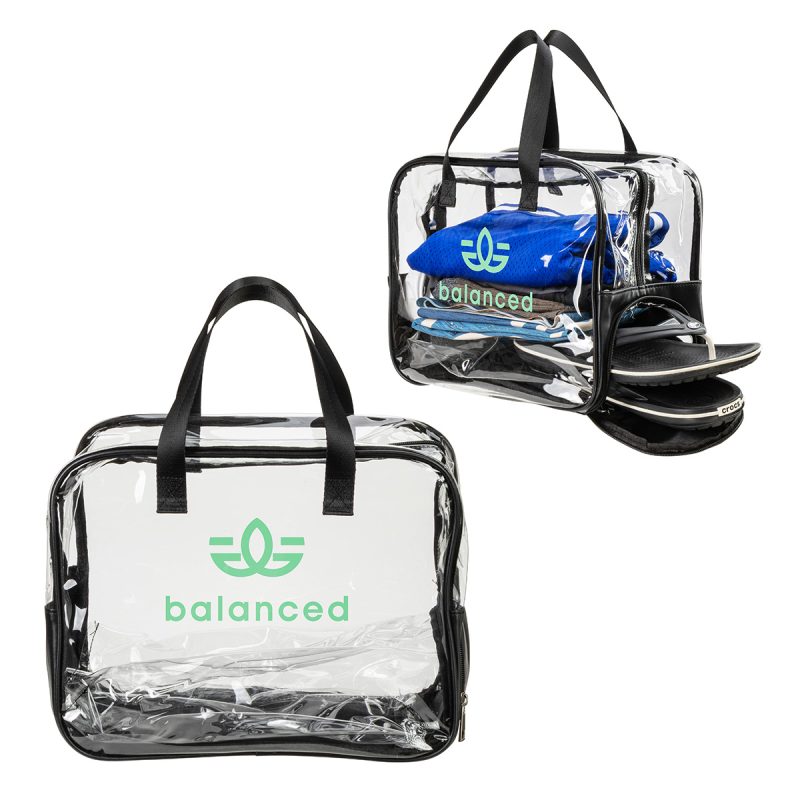 Gem-Clear-PVC-Zippered-Bag-with-Easy-Access-Shoe-Compartment-WBA-GE25 Gem Clear PVC Zippered Bag with Easy-Access Shoe Compartment