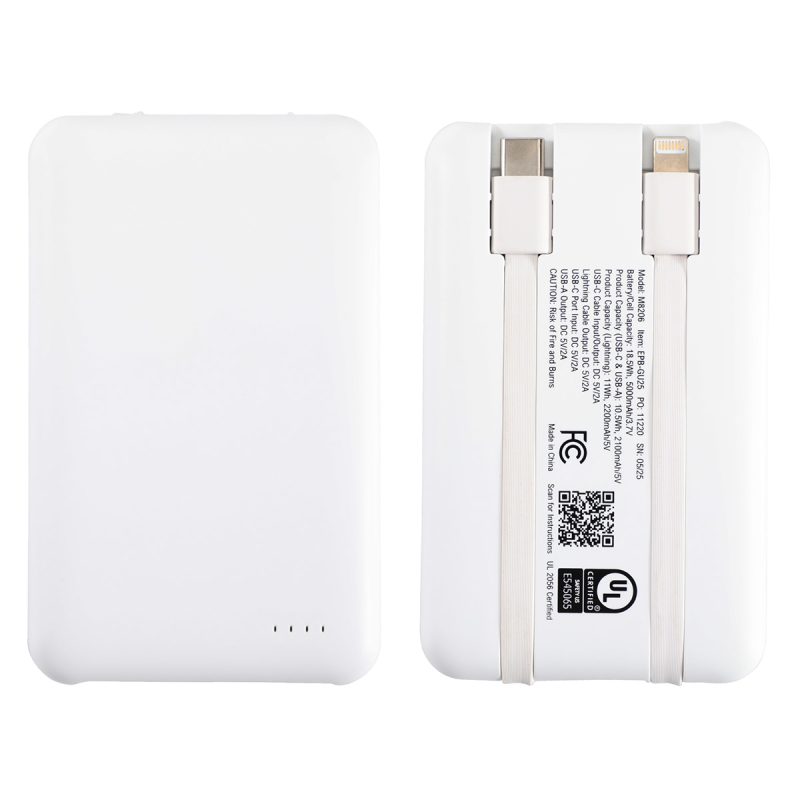 Guild 5000mAh UL-Listed Power Bank with Built-in Cables - 5