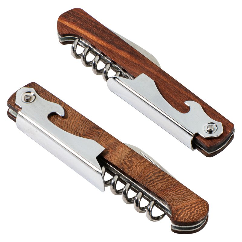 Waiter's 3-in-1 Bottle Opener with Wooden Handle - 1