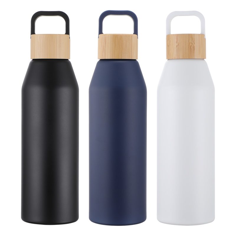 Clive 24 oz Recycled Aluminum Bottle with Bamboo Lid - 1