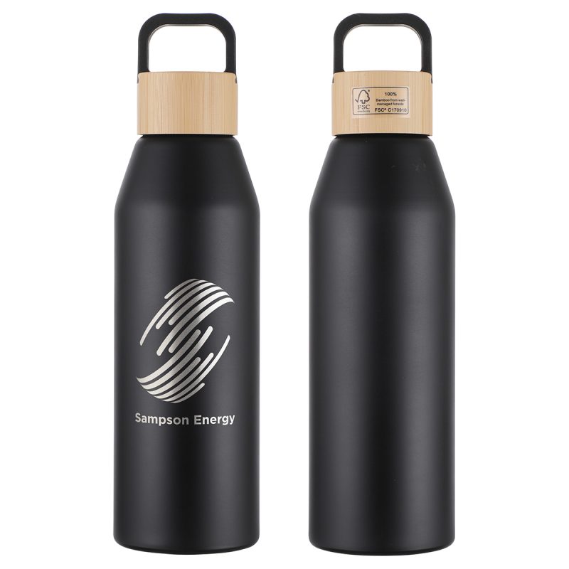 Clive 24 oz Recycled Aluminum Bottle with Bamboo Lid - 2