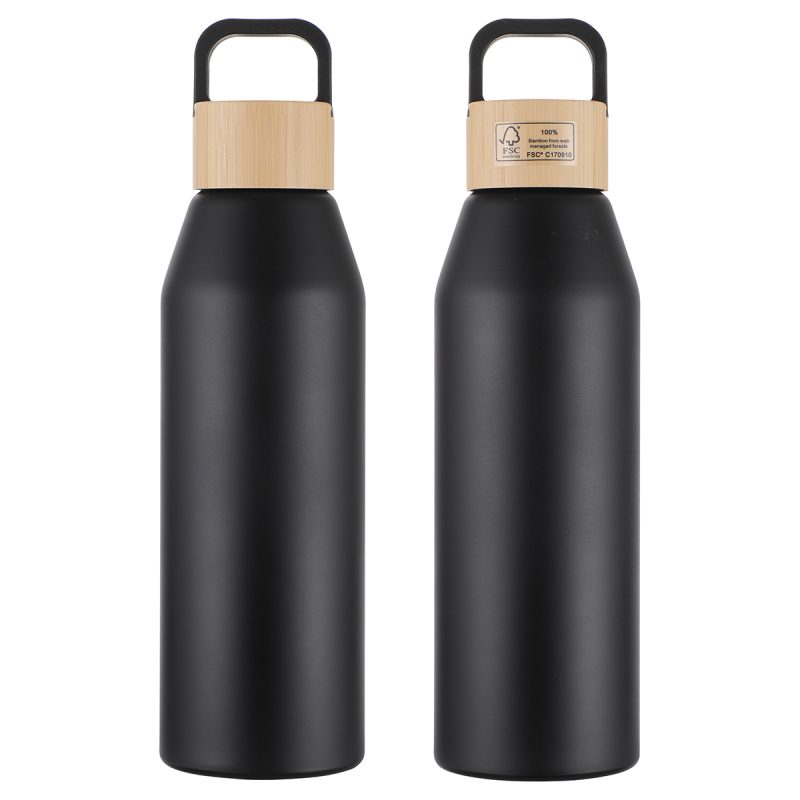 Clive 24 oz Recycled Aluminum Bottle with Bamboo Lid - 3