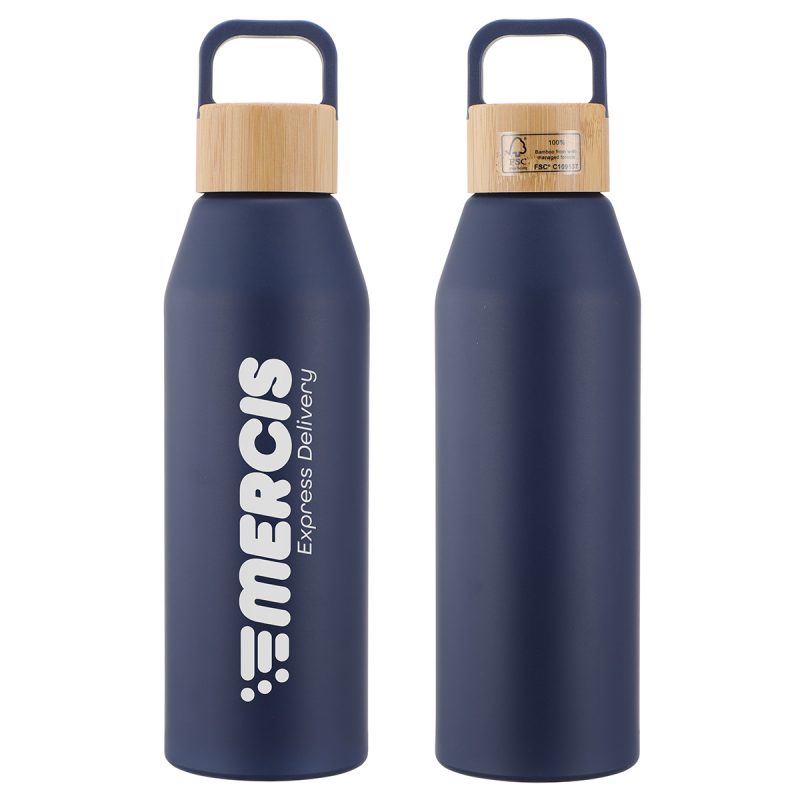 Clive 24 oz Recycled Aluminum Bottle with Bamboo Lid - 4