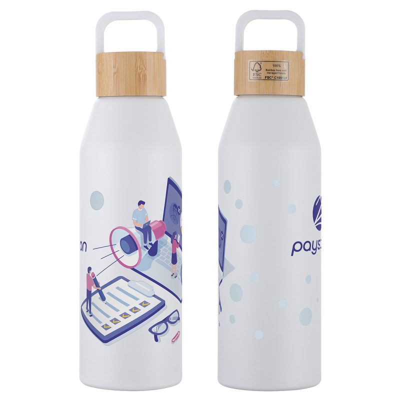 Clive 24 oz Recycled Aluminum Bottle with Bamboo Lid - 6