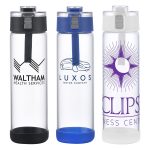 Hector 22 oz Push-Button Glass Bottle w/ Silicone Strap & Base