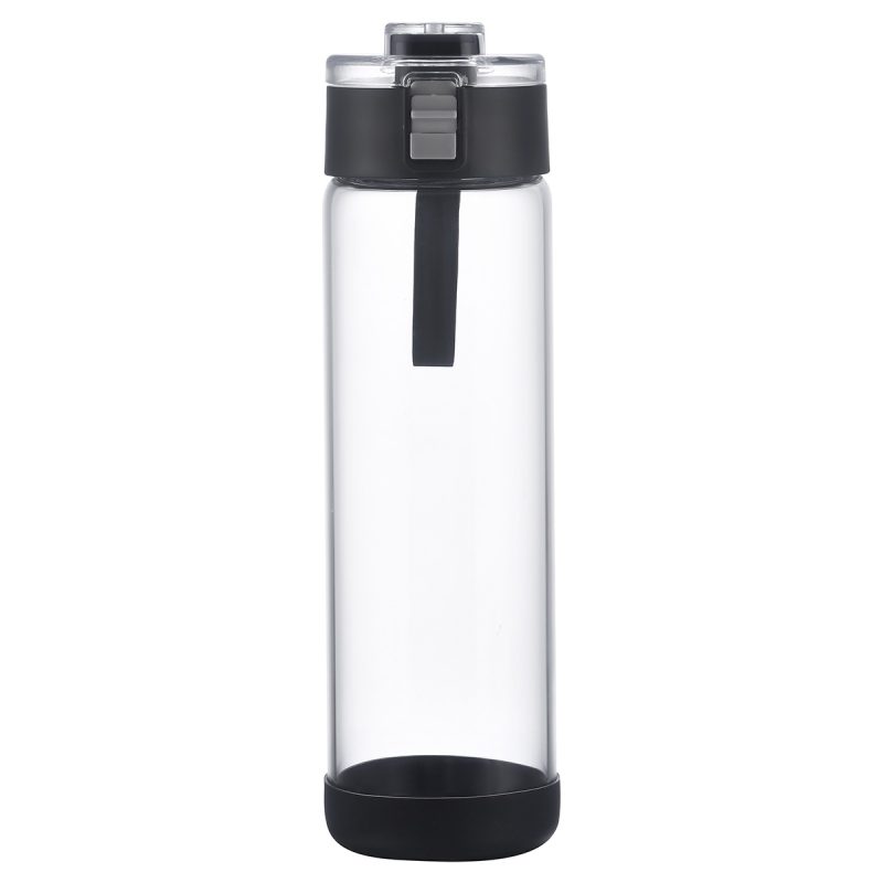 Hector 22 oz Push-Button Glass Bottle w/ Silicone Strap & Base - 3