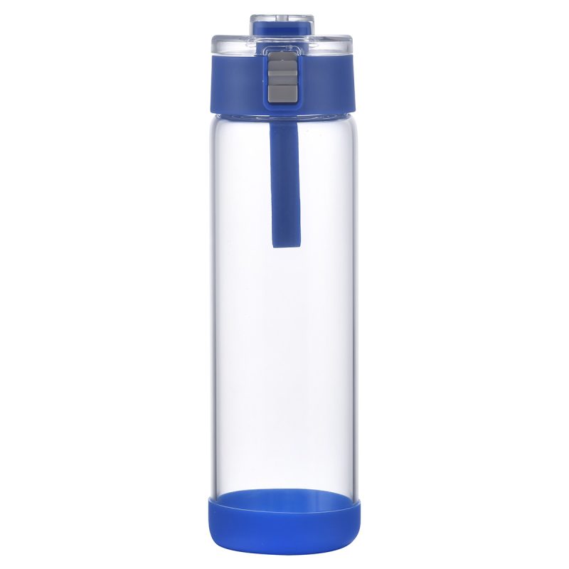 Hector 22 oz Push-Button Glass Bottle w/ Silicone Strap & Base - 5