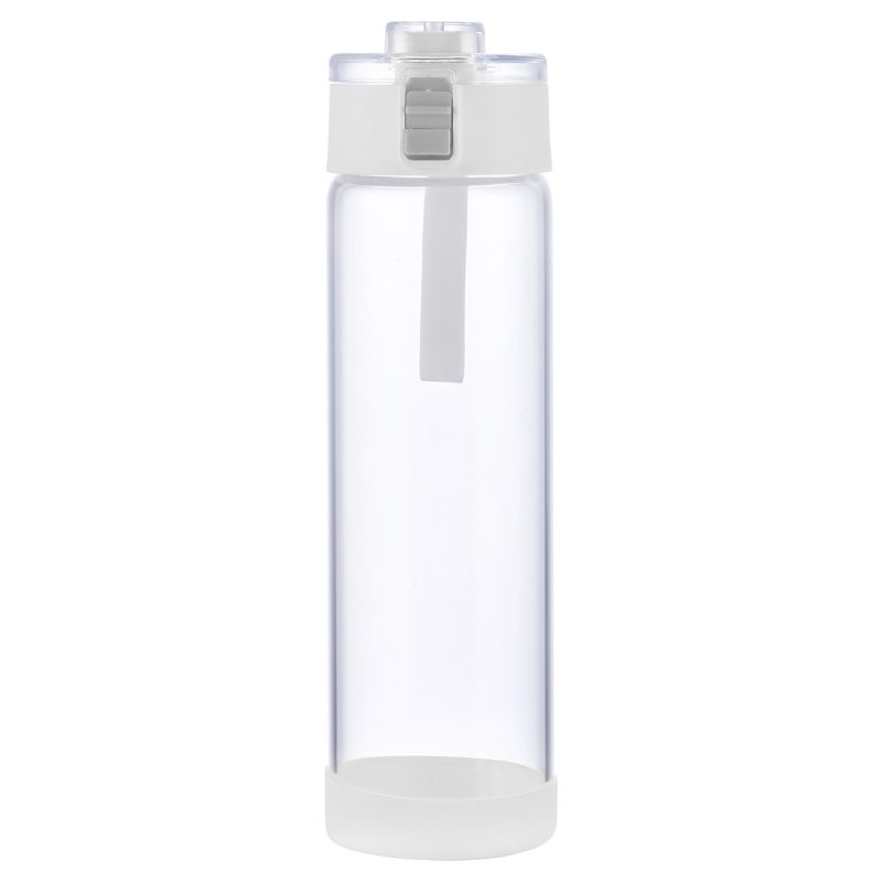 Hector 22 oz Push-Button Glass Bottle w/ Silicone Strap & Base - 7
