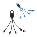 Hex 6-in-1 Light-Up Charging Cable with Carabiner Clip and Recycled Casing