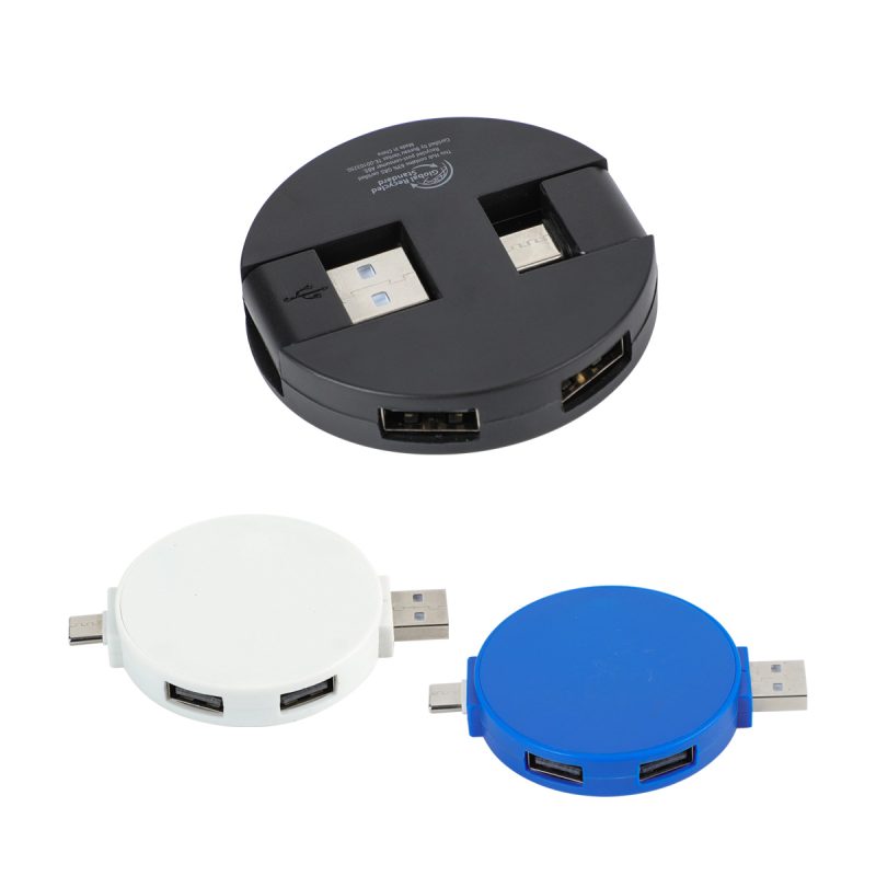 Quad 4-Port USB-C & USB-A Hub with Recycled ABS Case - 1