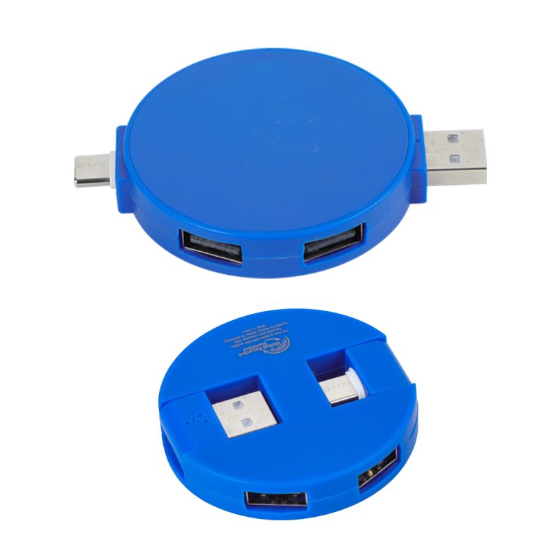 Quad 4-Port USB-C & USB-A Hub with Recycled ABS Case - 5