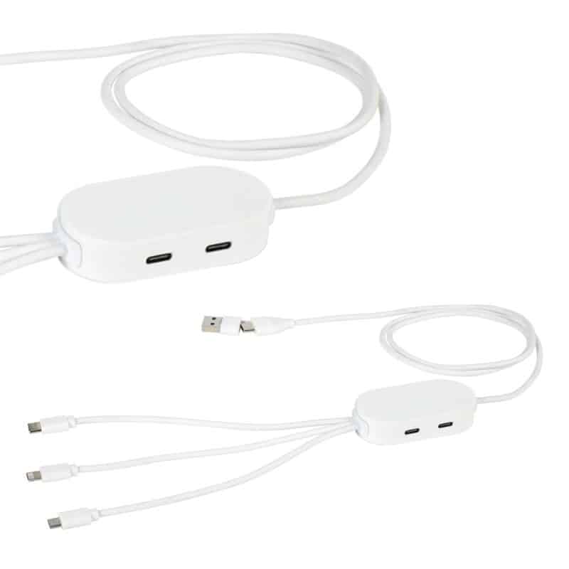 Triumph 3-in-1 Charging Cable with 4-Port USB Hub and Recycled Casing - 5