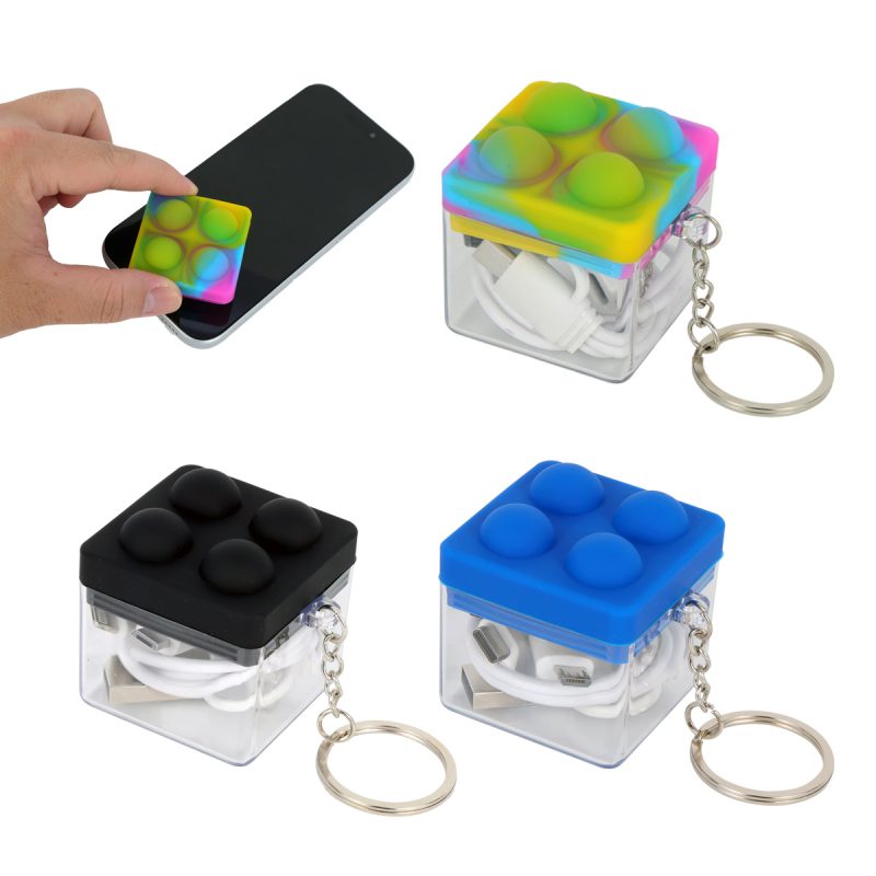 Push Pop Charging Cable with Keyring & Screen Cleaner - 1