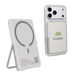 Slimline 5000mAh 20W PD Aluminum Power Bank with 15W Magnetic Wireless Char