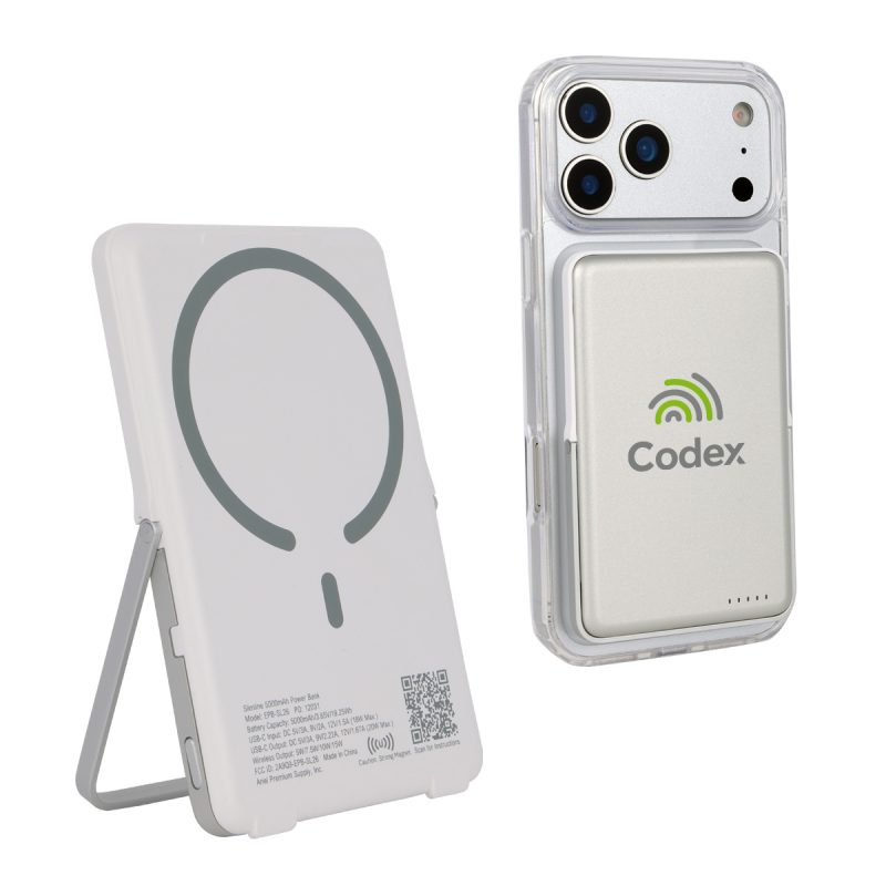 Slimline 5000mAh 20W PD Aluminum Power Bank with 15W Magnetic Wireless Char