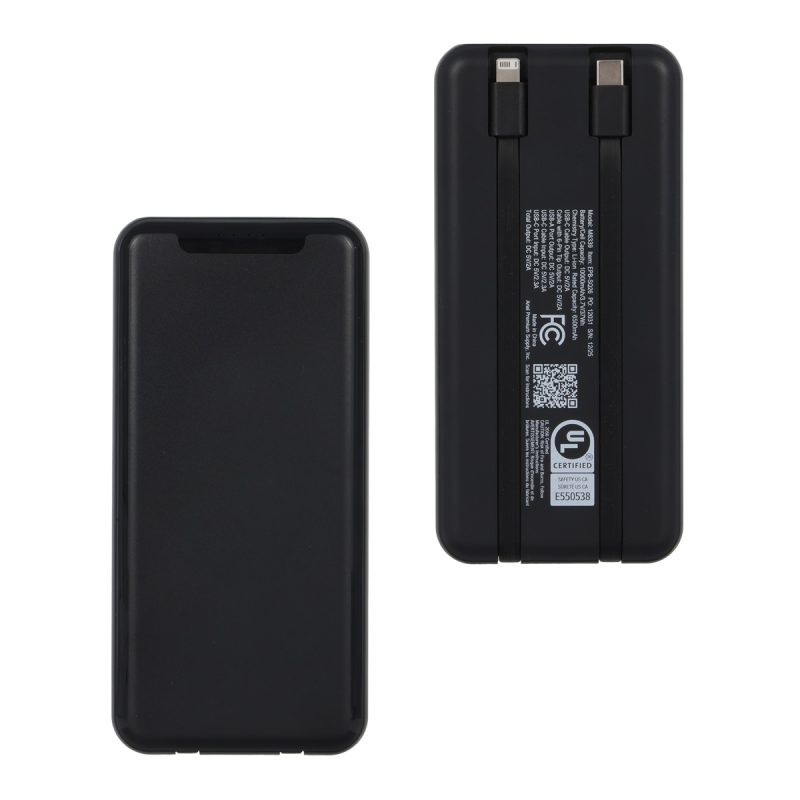 Squire 10000mAh UL Listed Power Bank with Built-In Charging Cables - 3