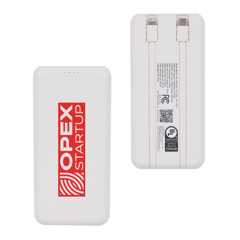 Squire 10000mAh UL Listed Power Bank with Built-In Charging Cables - 4