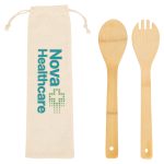 Bamboo Salad Utensils with Cotton Pouch