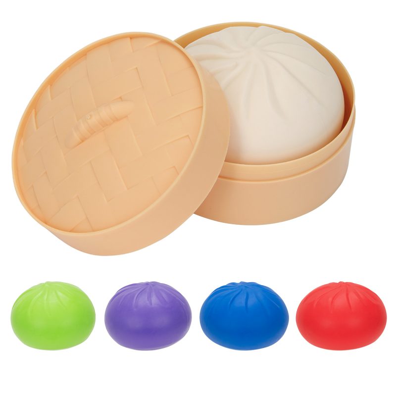 Squishy Dumpling Stress Reliever with Steamer Basket - 1
